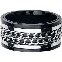 EtNox hard and heavy Bague Gothic de - Double Chaîne - pour Unisexe - noir/argent - Taille XL