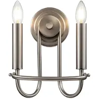 Kichler Applique murale Capitol Hill avec bougeoir, nickel brossé, 2xE14x40W, métal, dimensions : 27x24,7x15,6 cm, IP20,