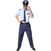 TecTake costume d'officier de police homme - XL - bleu - comprend la cravate, les menottes et la ceinture