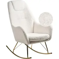 Beliani Fauteuil À Bascule Gulsele Bouclé Blanc Cassé