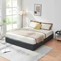 En.casa Lit rembourré 'Nola' avec matelas et coffre de lit 180 x 200 cm similicuir noir