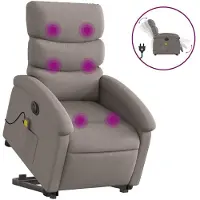 vidaXL Fauteuil inclinable de massage électrique Taupe Tissu