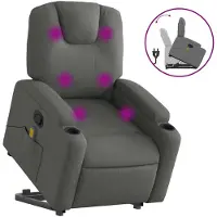 vidaXL Fauteuil de massage avec releveur Tissu gris foncé