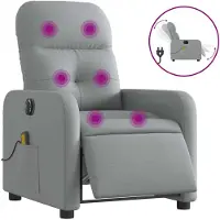 vidaXL Fauteuil de massage électrique Tissu gris clair