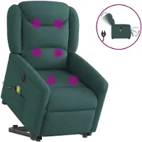 vidaXL Fauteuil de massage électrique avec releveur Tissu vert foncé