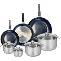 Elo Ensemble de 3 Poêles de cuisson 24, 28 et 32 cm et 4 faitouts 12, 14, 20 et 24 cm Prima Brillant