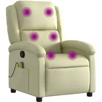 vidaXL Fauteuil de massage Crème cuir véritable
