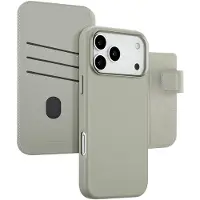 Accezz Étui de télephone portefeuille en cuir 2-en-1 avec MagSafe Apple iPhone 17 Pro Max - Light Grey