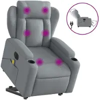 vidaXL Fauteuil de massage électrique avec releveur Tissu gris clair