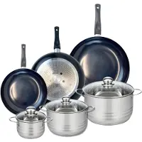 Elo Ensemble de 3 Poêles de cuisson 24, 28 et 32 cm et 3 faitouts 14, 20 et 24 cm Prima Brillant