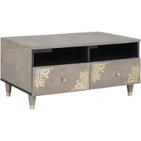 vidaXL Table basse à tiroirs Gris 80 x 54 x 40 cm Bois massif de manguier