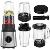 Kitchenbrothers Blender - Set complet - 2x 750ml Bowl - Grinder - Tamper - To-Go Cups - Acier inoxydable