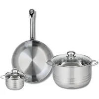 Elo Ensemble de 1 Poêle de cuisson 28 cm et 2 faitouts 12 et 24 cm Profi Brillant