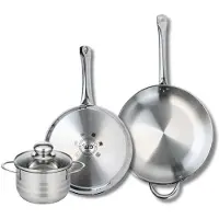 Elo Ensemble de 2 Poêles de cuisson 28 et 32 cm et 1 faitout 16 cm Profi Brillant