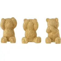 J-Line Ours Écoute/Visage/Silence Mgo Doré Assorti 3