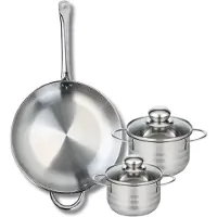 Elo Ensemble de 1 Poêle de cuisson 32 cm et 2 faitouts 14 et 16 cm Profi Brillant
