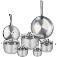 Elo Ensemble de 2 Poêles de cuisson 24 et 32 cm et 5 faitouts 12, 14, 16, 20 et 24 cm Profi Brillant
