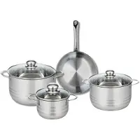 Elo Ensemble de 1 Poêle de cuisson 24 cm et 3 faitouts 16, 20 et 24 cm Profi Brillant