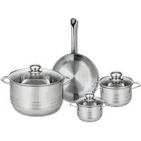 Elo Ensemble de 1 Poêle de cuisson 24 cm et 3 faitouts 12, 14 et 24 cm Profi Brillant