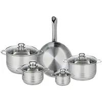 Elo Ensemble de 1 Poêle de cuisson 28 cm et 4 faitouts 12, 16, 20 et 24 cm Profi Brillant