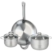 Elo Ensemble de 1 Poêle de cuisson 32 cm et 2 faitouts 16 et 20 cm Profi Brillant
