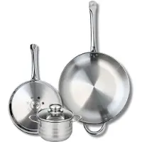 Elo Ensemble de 2 Poêles de cuisson 24 et 32 cm et 1 faitout 14 cm Profi Brillant