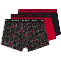 HUGO Lot de trois boxers courts en coton stretch avec taille logotée