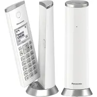 Panasonic Téléphone Sans Fil Double Design Kx Tgk212Jtw Blanc Mains Libres Rétroéclairé 50 Chiffres 200 Heures