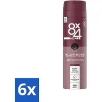 8x4 8 x 4 Déodorant Spray Men - N° 18 Millions Nights - Déodorant - Pour hommes - 150 ml - Pack avantage - 6 pièces