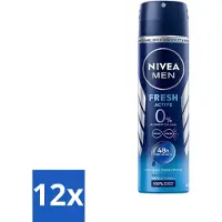 Nivea Men Déodorant Spray - Fresh Active - 48 heures d'efficacité - 150 ml - Pack avantage - 12 pièces