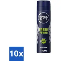 Nivea Men Déodorant Spray - Puissance Fraîche - 48 heures d'efficacité - 150 ml - Pack Avantage - 10 pièces
