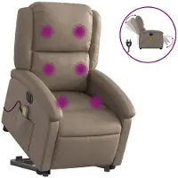 vidaXL Fauteuil de massage avec releveur électrique Cappuccino similicuir