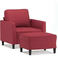 vidaXL Fauteuil avec pouf vin rouge 60 cm similicuir