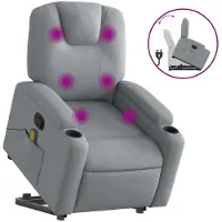 vidaXL Fauteuil de massage avec releveur Gris clair Tissu