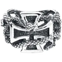 EtNox hard and heavy Bague de - Croix De Fer & Serpents - pour Homme - couleur argent - Taille XXL