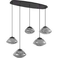 QAZQA Suspension design noire avec verre fumé 5 lumières - Gus