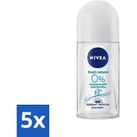 Nivea - Roll-On - sans aluminium - Fresh Natural - 0% Aluminium - 50 ml - economy pack - 5 pièces