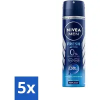 Nivea Men Déodorant Spray - Fresh Active - efficacité 48h - 150 ml - Pack avantage - 5 pièces