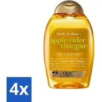 OGX - Vinaigre de cidre - Shampooing - Clarification + brillance - 385 ml - Pack avantage - 4 pièces
