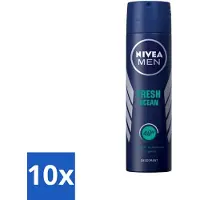 Nivea Men Déodorant Spray - Fresh Ocean - 48 heures d'efficacité - 150 ml - Pack avantage - 10 pièces