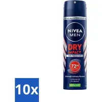 Nivea Men Déodorant Spray - Dry Impact - efficacité 48h - 150 ml - Pack avantage - 10 pièces
