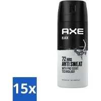 Axe Ax Antitranspirant Spray Noir 150 ml - Pack économique - 15 pièces