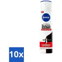 Nivea - Déodorant - Spray - Black & White Max Protection - 150 ml - paquet économique - 10 pièces
