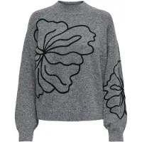 JDY Pull-over 'JDYJELLA' gris foncé / noir