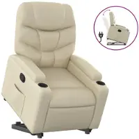 vidaXL Fauteuil relax avec releveur Crème Similicuir