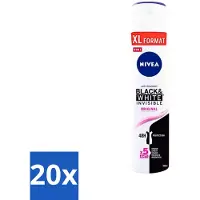 Nivea - Déodorant spray - Invisible Black & White Original - 48 heures d'efficacité - 250 ml - Pack avantage - 20 pièces