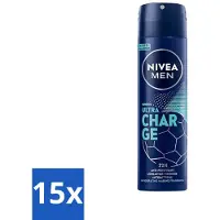 Nivea - Homme - Déodorant - Spray - Ultra Charge - 150 ml - paquet économique - 15 pièces