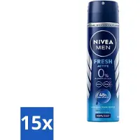 Nivea Men Déodorant Spray - Fresh Active - efficacité 48h - 150 ml - Pack avantage - 15 pièces