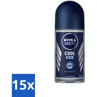 Nivea - Déo Roll-On - Homme - Cool Kick FM - Antiperspirant - 50 ml - Paquet avantage - 15 pièces