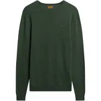 Superdry pour homme. M6110564A Pull essentiel à col ras du cou vert (S), Casuel, Nylon